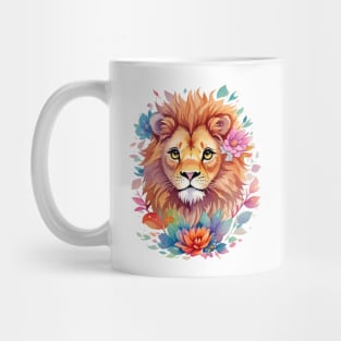 Lion Face Flower Art Mug